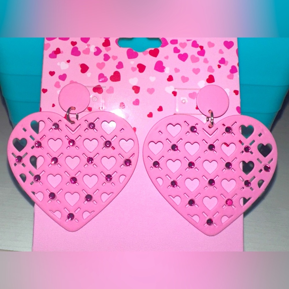Pink heart earrings